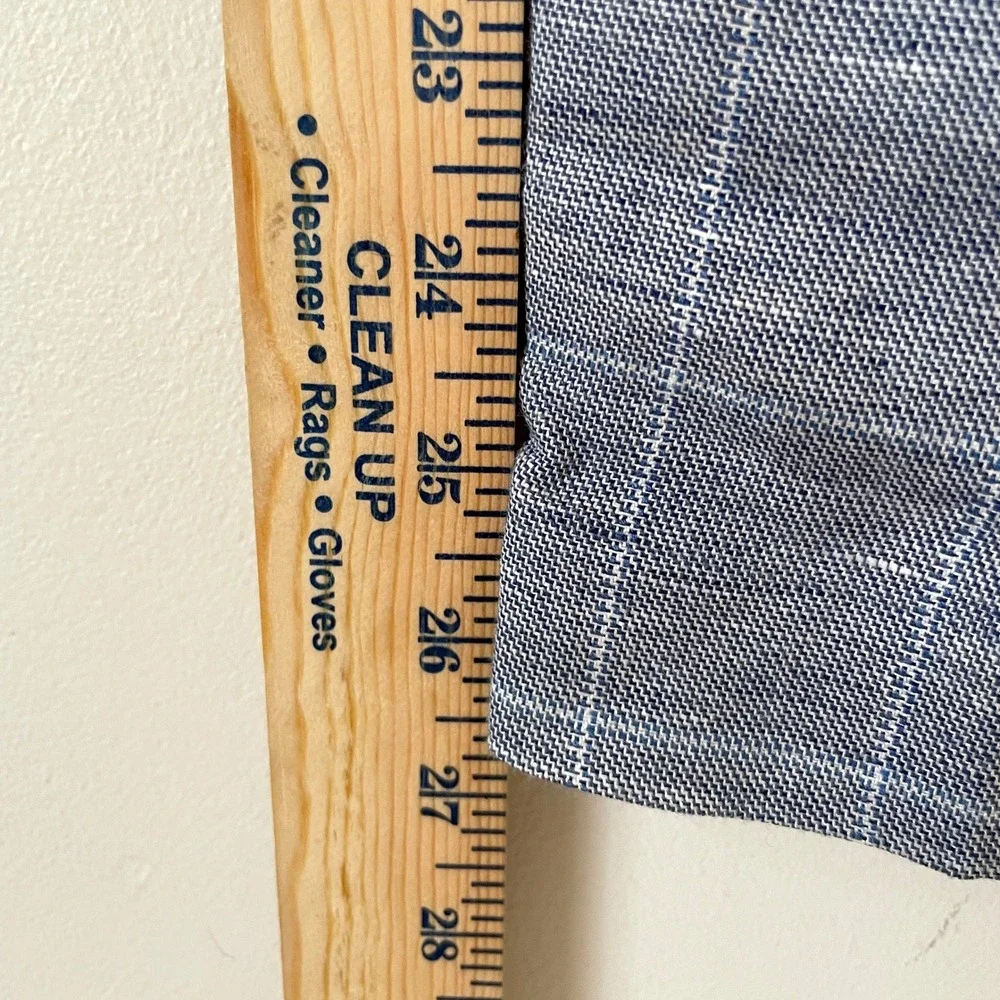 Banana Republic Blue Windowpane Plaid Linen Blend Straight Leg Pants Sz 2 Office